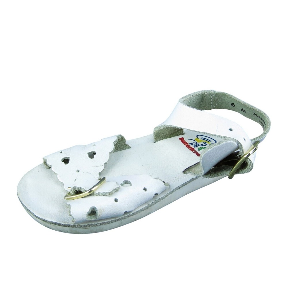Buster Brown Girls Ankle Strap Shoes White Leather Buckle Size T 6 Medium